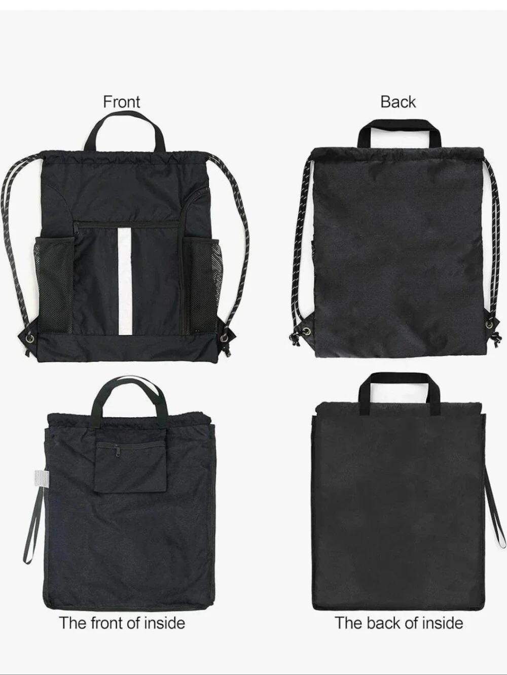 Drawstring Sports Backpack with Reflective Stripe